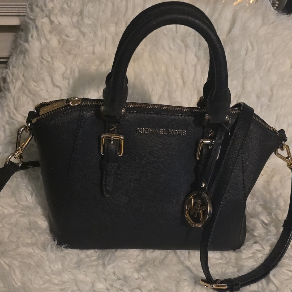 Michael Kors Black Satchel with Gold Accents. Great Condition!